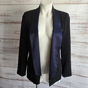 Haute Hippie Black Tailored Open Front Blazer with Notched Lapel Size 8